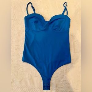 Express blue strappy bustier style bodysuit size small